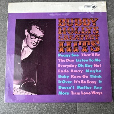 BUDDY HOLLY'S GREATEST HITS - VINYL LP RECORD - 1969 - CORAL CP8 VG+ Con