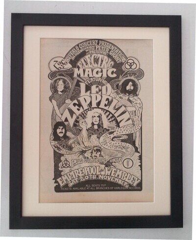 JIMMY PAGE*ZEPPELIN*Wembley*ORIGINAL*1971*POSTER*AD*QUALITY FRAMED*FAST SHIPPING