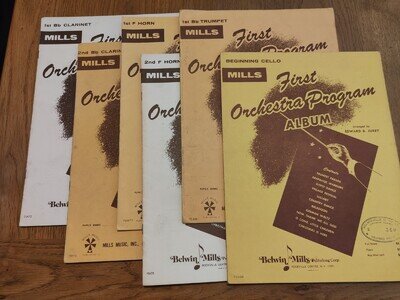 Belwin Mills- Mills Music Sheet Music X 6 Clarinet Horn Trumpet & Cello Vintage