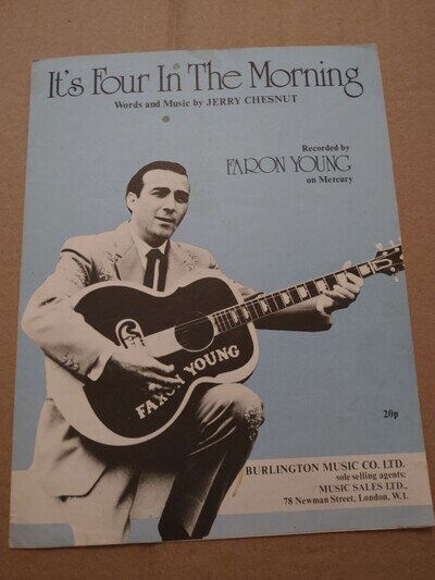 Faron Young: It's Four In The Morning Vintage Piano Guitar Sheet Music