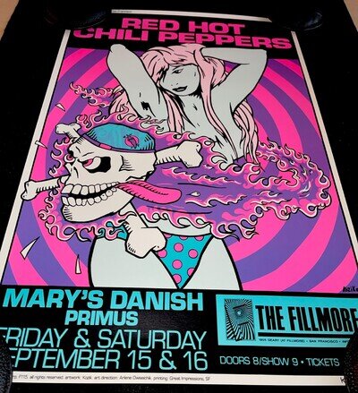 Red Hot Chili Peppers Primus Frank Kozik SIGNED Concert Poster Fillmore SF 1989