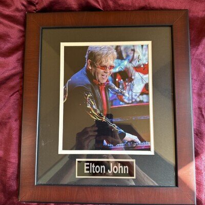 Elton John Rare Autograph 14 X 16 Framed Piano Man + Verified COA