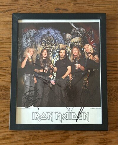 Iron Maiden: Official FC IMFC Framed Autograph / Fully Signed PROMO Photograph