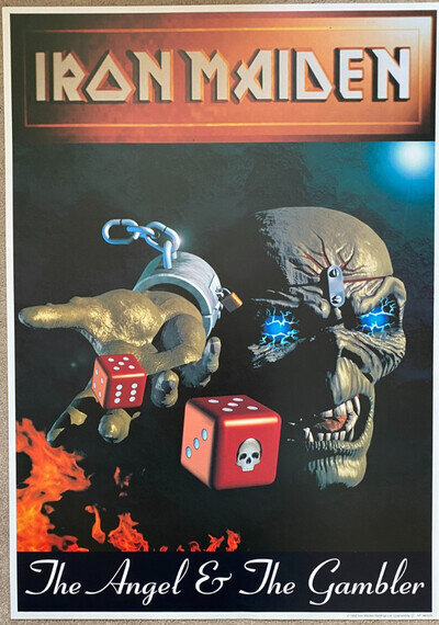Rare IRON MAIDEN THE ANGEL & THE GAMBLER - Large Poster VG Cond 1998 23x33 inch