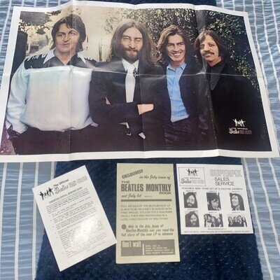Original THE BEATLES Official Fan Club Poster 1969 with paperwork