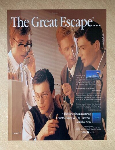 BLUR ORIGINAL X 7 MAGAZINE ADVERTS A4 POSTERS A5 COLLECTION 1990s