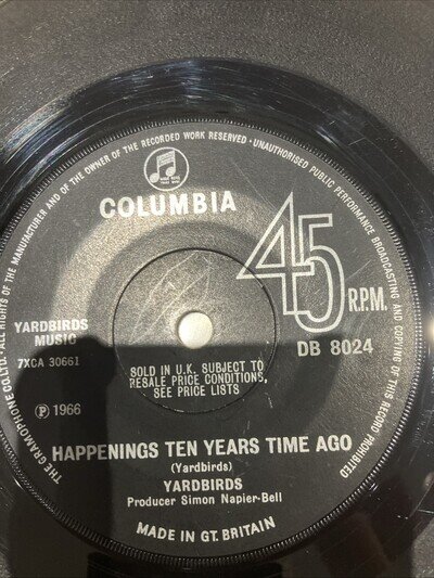 The Yardbirds Happenings Ten Years Time Ago 1966 7" 45RPM Columbia RARE VG+ Rock