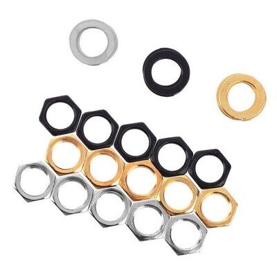 5Pcs Electric Guitar Output Input Jack Socket Nuts Washers Gaskets Part LK