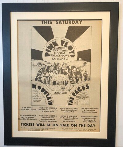 WATERS GILMOUR P.FLOYD*Crystal Palace*1971*ORIGINAL*POSTER*AD*FRAMED*FAST SHIP