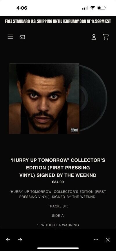 HURRY UP TOMORROW Vinyl First Pressing SIGNED The WEEKND Ship Same Day In Hand