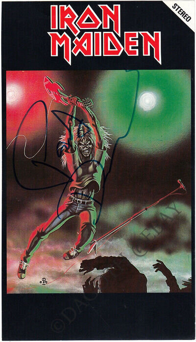 IRON MAIDEN Paul DiAnno Steve Harris Phantom of the Opera Beast Autograph SIGNED