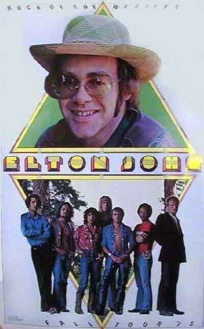 Elton John Fall Tour 1975 Vintage Poster