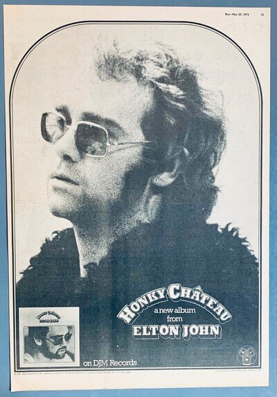 ELTON JOHN vintage 1972 UK POSTER ADVERT HONKY CHATEAU
