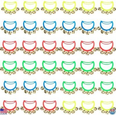 Vibrant 36 Pcs Plastic Jingle Hand Bells - Colorful Noise Makers for Parties