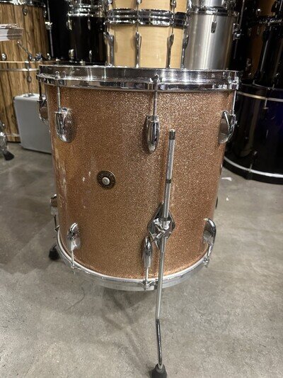 16" GRETSCH Floor Tom Drum ROUND BADGE VINTAGE 60s CHAMPAGNE SPARKLE #MI2