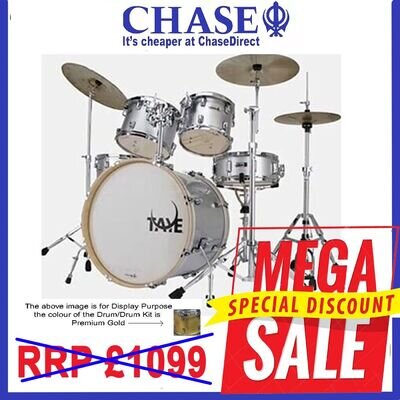 Drum Kit 5 Piece TAYE Fusion Pro X Gold 22" Bass Drums With Hardware Set *