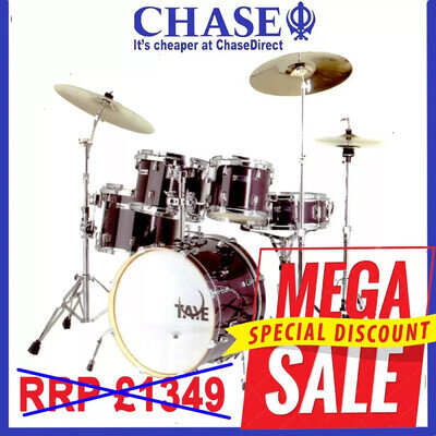 Drum Kit 5 Piece TAYE Tour Pro ~ 22" Bass Drums With Hardware .