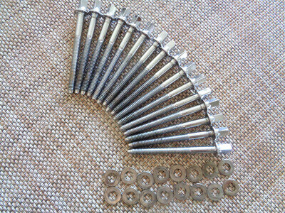 1980s VINTAGE LUDWIG ROCKER 16 FLOOR TOM-SNARE DRUM T-RODS + 16 WASHERS L=3" USA