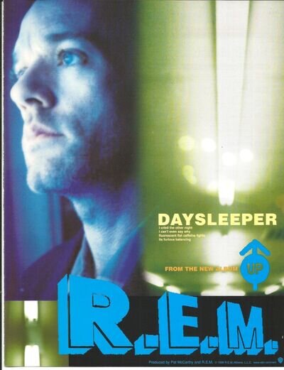 R.E.M. Rare VINTAGE 1998 Daysleeper PROMO TRADE AD Poster for Up CD MINT USA REM