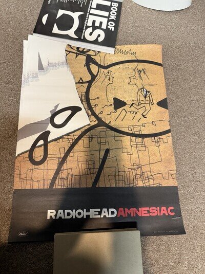 Rare 2001 Thom Yorke RADIOHEAD AMNESIAC CD Alt Art Store Promo Poster 18x24