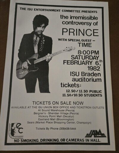 Prince 1982 ISU Braden Auditorium Vintage original Promo Poster