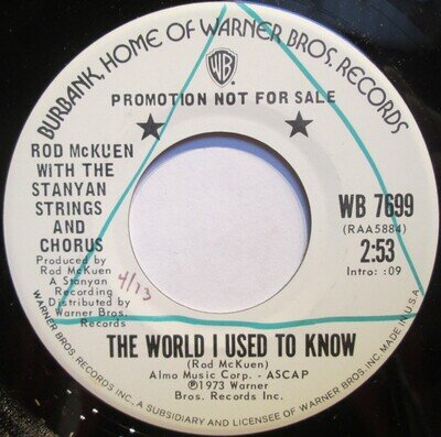 Rod McKuen - World I Used To Know / Good For Nothin' Bill - U - Promo - V8100z