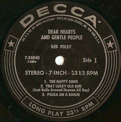 Red Foley - Dear Hearts And Gentle People - Used Vinyl Record 7 - V8100z