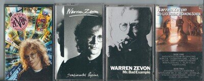 4 Warren Zevon cassettes-Bad Luck Streak/Mr Bad Example/Sentimental/Transverse