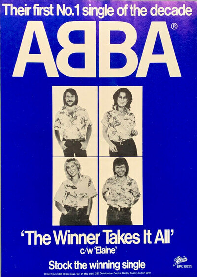 ABBA original 1980 POSTER ADVERT THE WINNER TAKES IT ALL Super Trouper