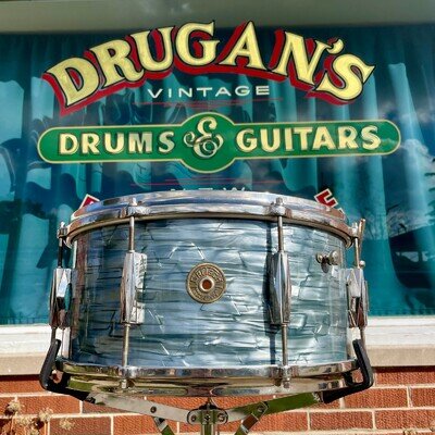 1940s Gretsch Broadkaster 6.5x14 Snare Drum No. X4152 Midnight Blue Pearl