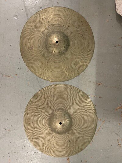 Pair of Vintage Ajax 13 inch Hi-hats. Hi hat cymbals