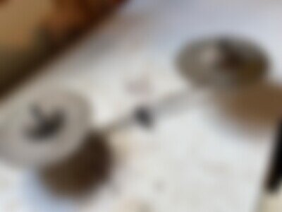 Unusual Vintage double cymbal holder with 2 x 7 inch cymbals (unbranded)