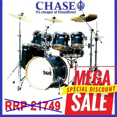 Drum Kit 5 Piece TAYE Studio Maple Blue ~ 22" Bass Drums Incl Hardware Set .