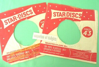 STARDISCS 2 x Scarce 1960s Original Vintage 7 inch vinyl Company Sleeves