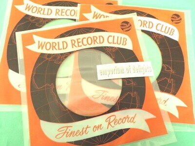 WORLD RECORD CLUB 3x Plastic Original Vintage 7 inch vinyl Company Sleeve