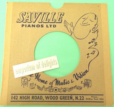 SAVILLE RECORD SHOP WOOD GREEN LONDON N22 Original Vintage 7 inch vinyl Sleeve