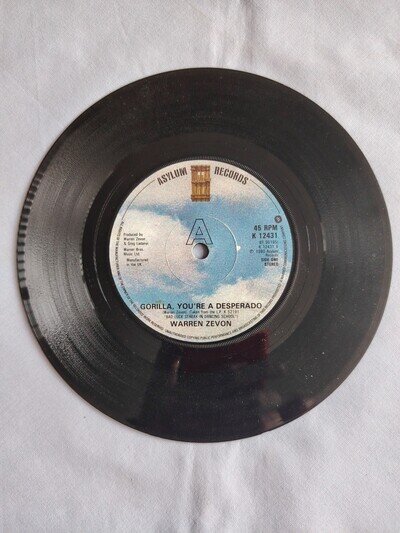 WARREN ZEVON "GORILLA, YOU'RE A DESPERADO" 1980 7" SINGLE IN A PLAIN SLEEVE