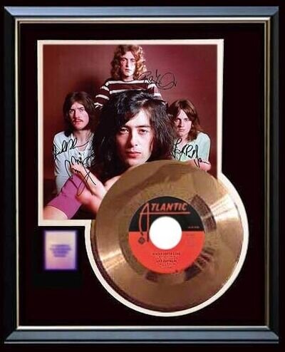 LED ZEPPELIN WHOLE LOTTA LOVE GOLD RECORD W-REPRODUCTION AUTOGRAPHS SIGNED RARE!