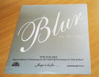 BLUR POSTER Display To The End Silver UK PROMO ONLY FLAT PET SHOP BOYS 1994