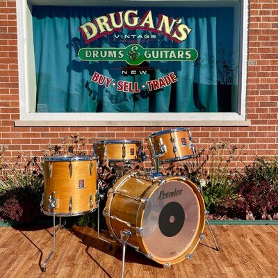 1970s Premier Resonator Drum Set Super Birchwood Natural 20/12/14 w/ 5.5x14