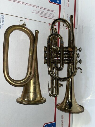 Vintage Olds Ambassador 509514 And A Bugle Musical Instrument. 2 Instruments