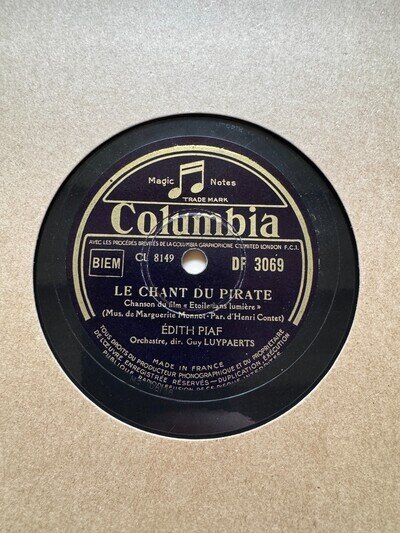 78Rpm, Personality, Edith Piaf 'Le Chant Du Pirate / Adieu Mon Coeur' Fr Columbi