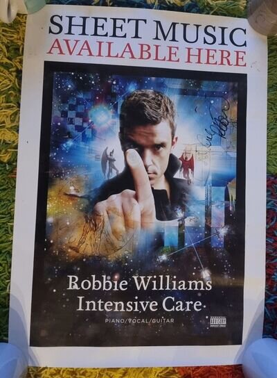 ROBBIE WILLIAMS signed poster AUTHENTIC AUTOGRAPH (Letter of Authenticity)