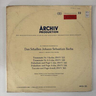 Johann Sebastian Bach − Helmut Walcha LP 1962