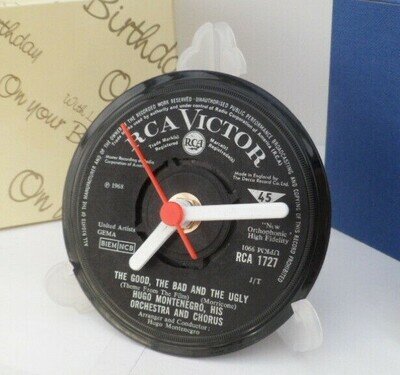 HUGO MONTENEGRO & ORCHESTRA CLOCK Side Table Desk Top Upcycled Vinyl Record 4" .