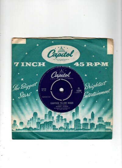 BOBBY DARIN - EIGHTEEN YELLOW ROSES / NOT FOR ME. UK 1963 ORIG 7" & CO/SL. VG+