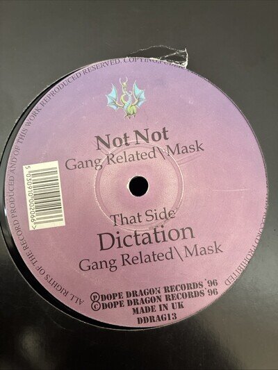 Dope Dragon Records 1996 Dictation 12 Inch Drum and Bass