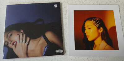 Olivia Rodrigo GUTS Sealed, Marbled Silver Vinyl & Sour large Art Card