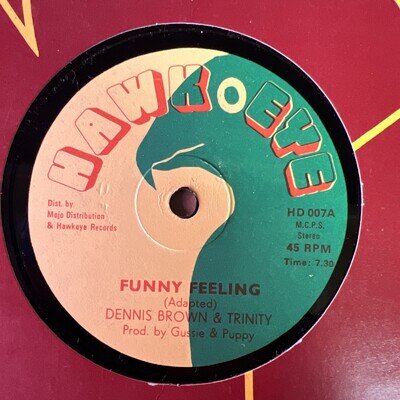 Dennis Brown & Trinity Funny Feeling 12" Vinyl Single 1978 Hawk Eye Records VG+