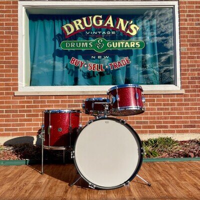 1960s Zim-Gar Drum Set Red Sparkle 20/12/14 w/ 5.5x14 Snare MIJ Japan